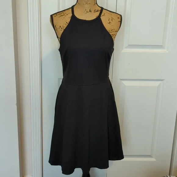 black halter short dress Amina Polka Dot Halter Mini Dress